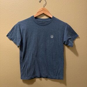 Men’s Small Volcom Blue Heather Casual Stone Logo Crewneck Short Sleeve Shirt